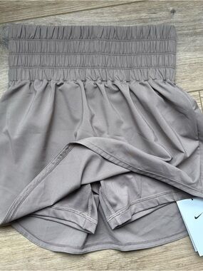 Nike Women’s Athletic Shorts with Skirt in Taupe
